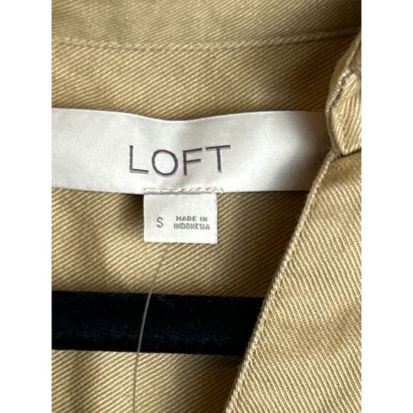Loft Women's Small tan Twill Patch Pocket pull over Mini Dress new with tag fall - Picture 4 of 6
